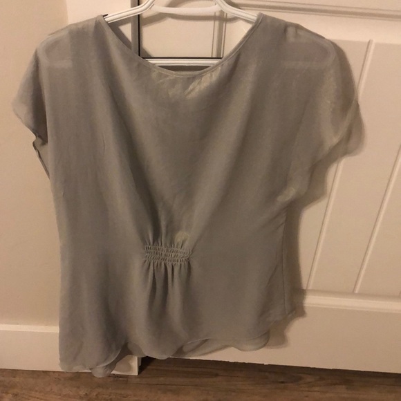 Shimmery gray top with sheer sleeves - Picture 2 of 2